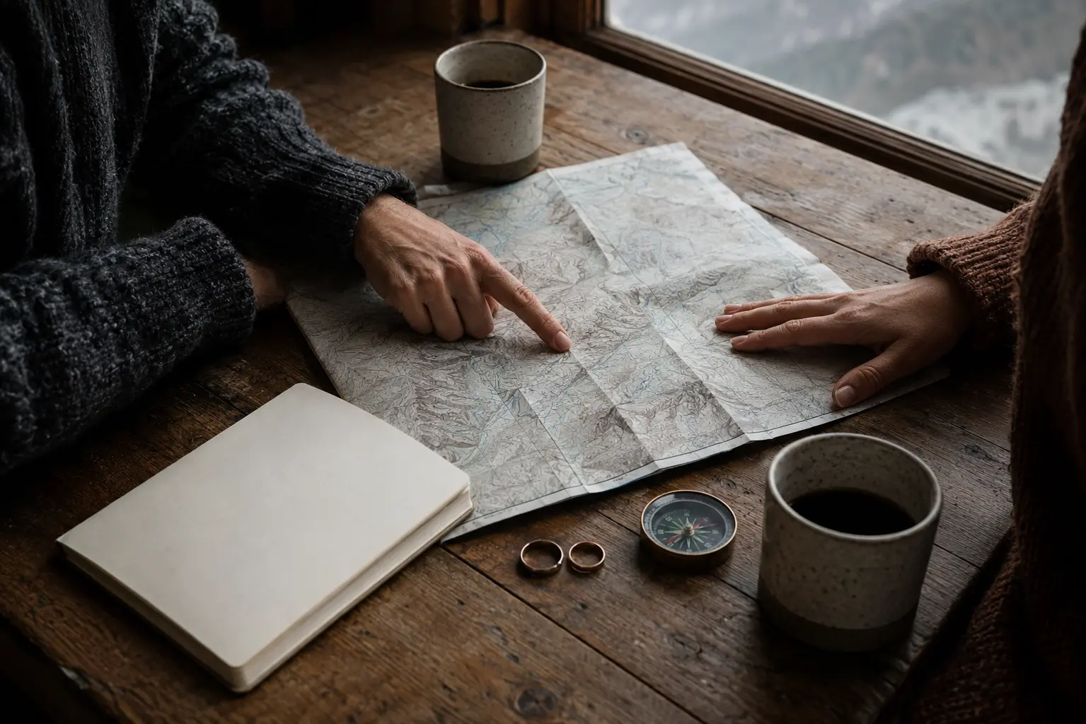 A calm elopement planning scene